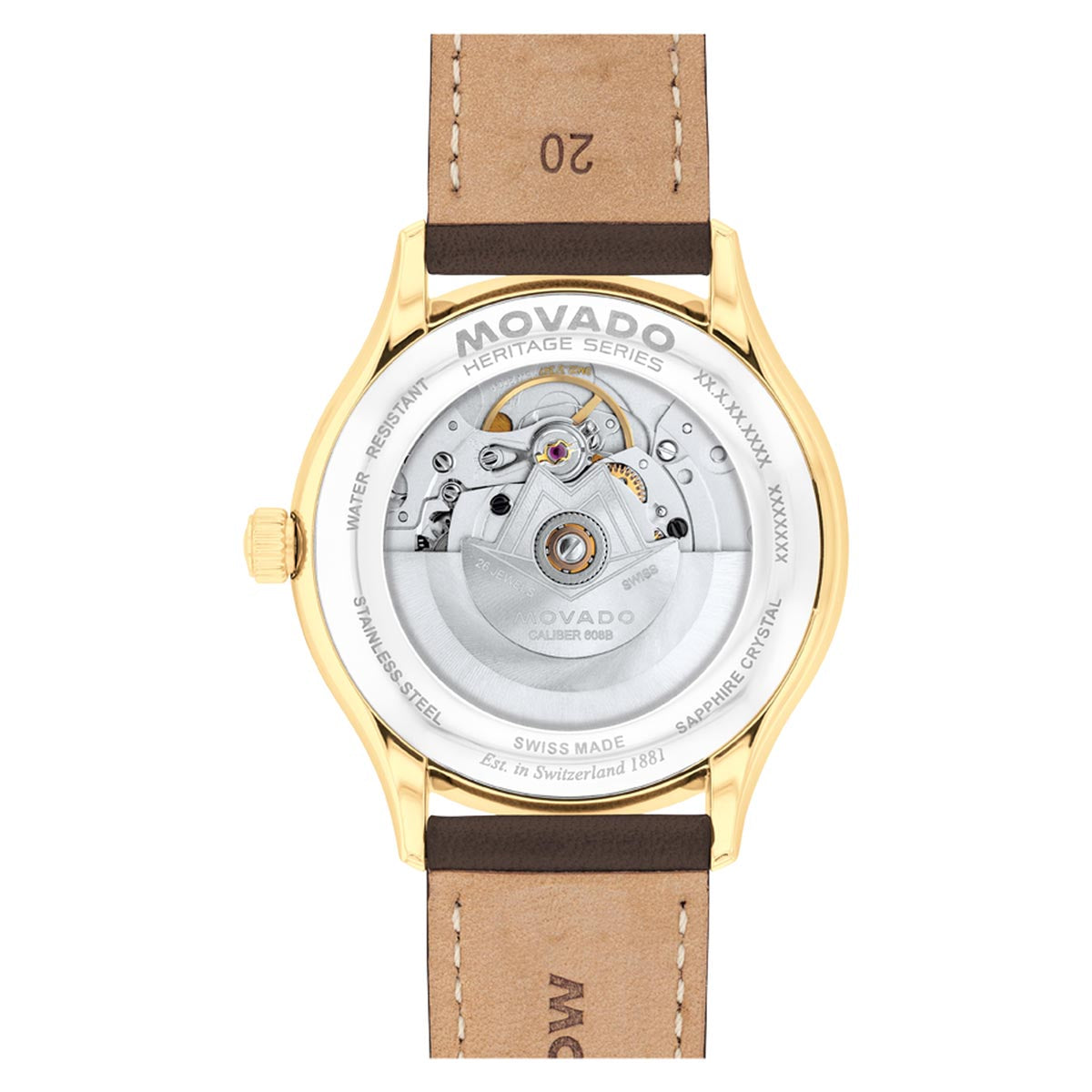 Movado Heritage Watch with Blue Dial and Brown Leather Strap (40mm and automatic movement)