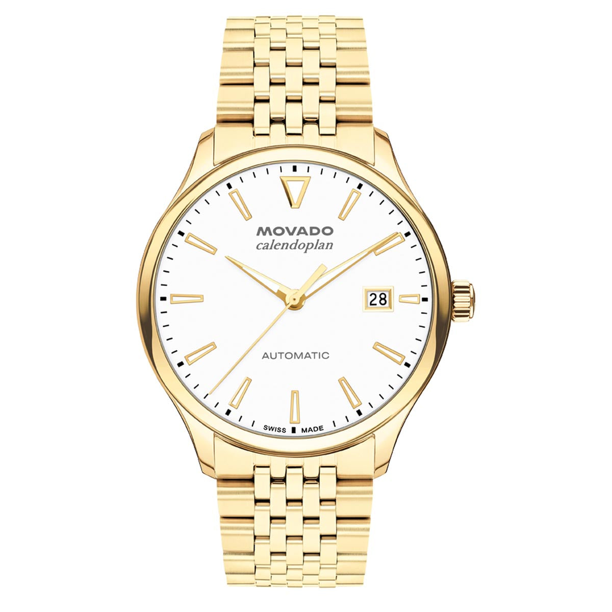 Movado Heritage Watch with White Dial and Yellow Stainless Steel Bracelet (40mm and automatic movement)