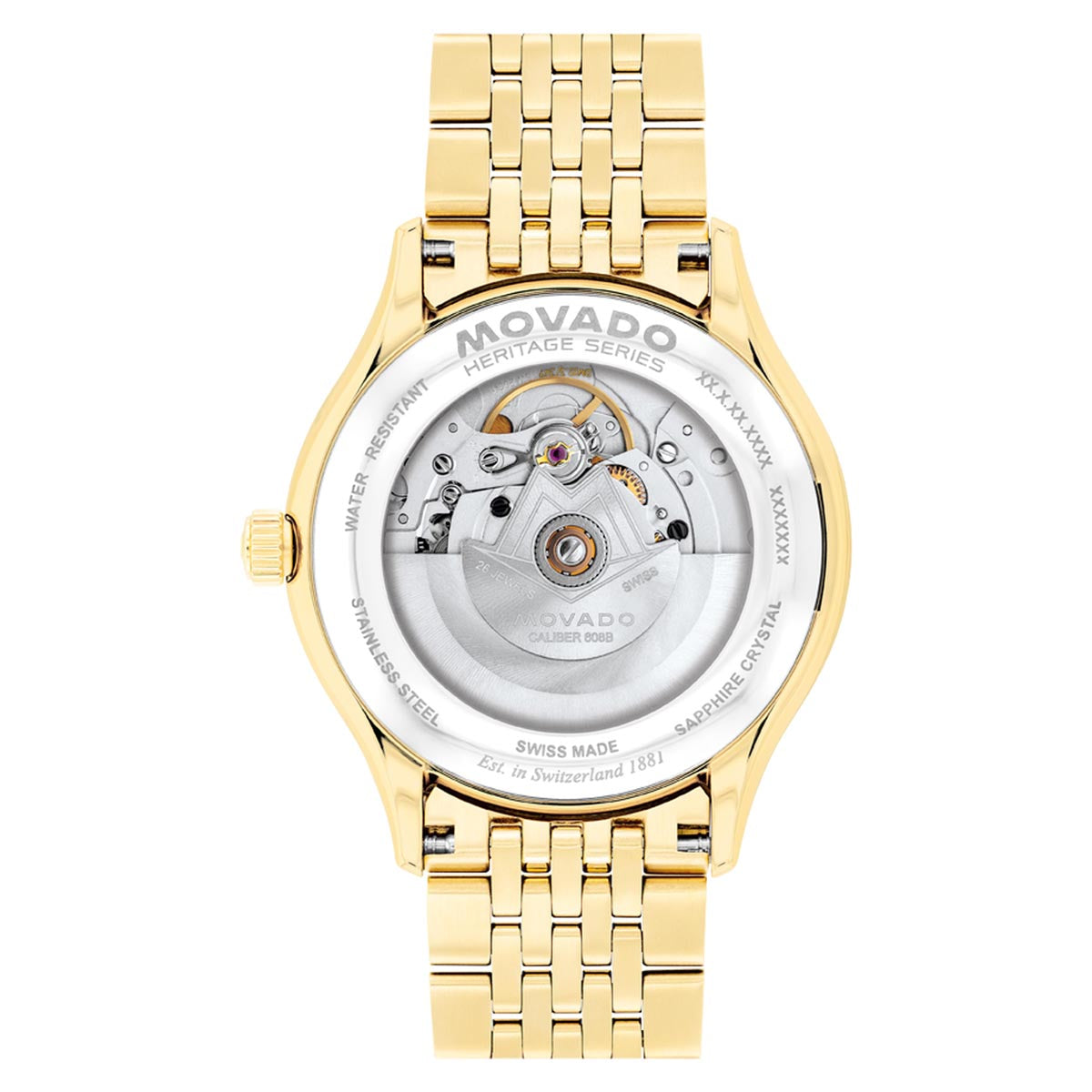 Movado Heritage Watch with White Dial and Yellow Stainless Steel Bracelet (40mm and automatic movement)