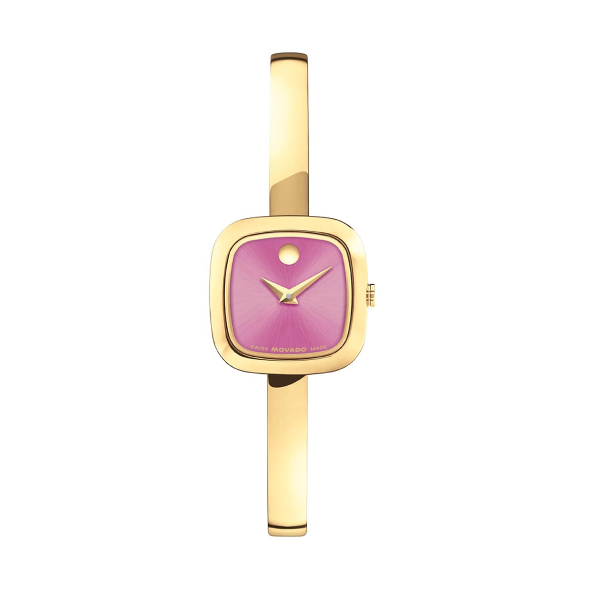 Movado Museum Watch with Pink Dial and Yellow Stainless Steel Bracelet (21.5mm and quartz movement)