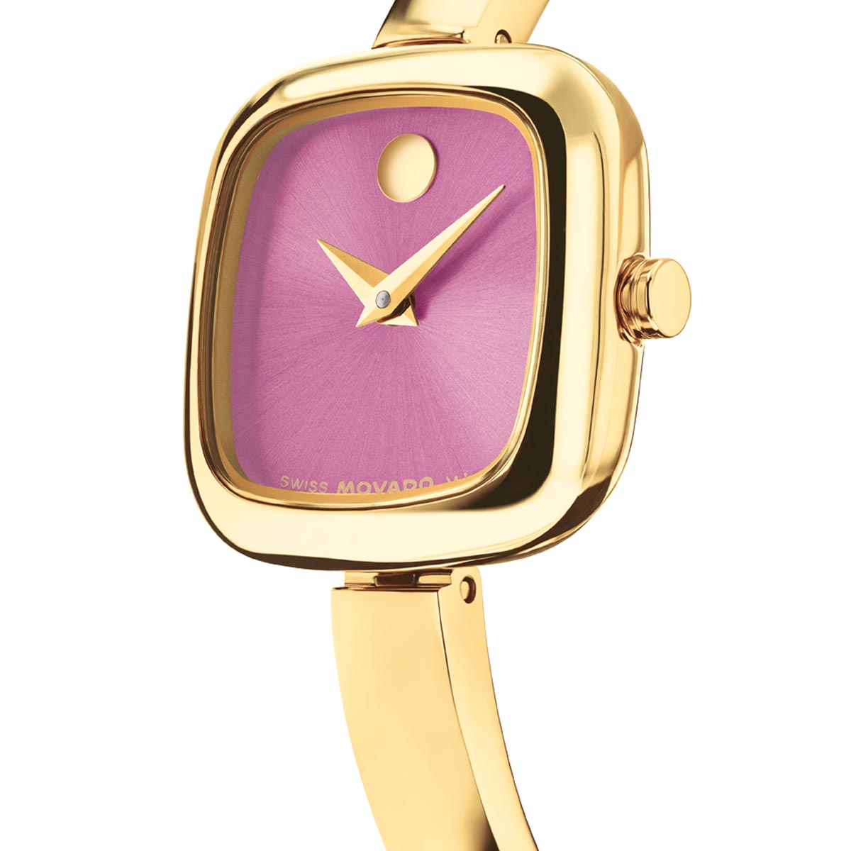Movado Museum Watch with Pink Dial and Yellow Stainless Steel Bracelet (21.5mm and quartz movement)