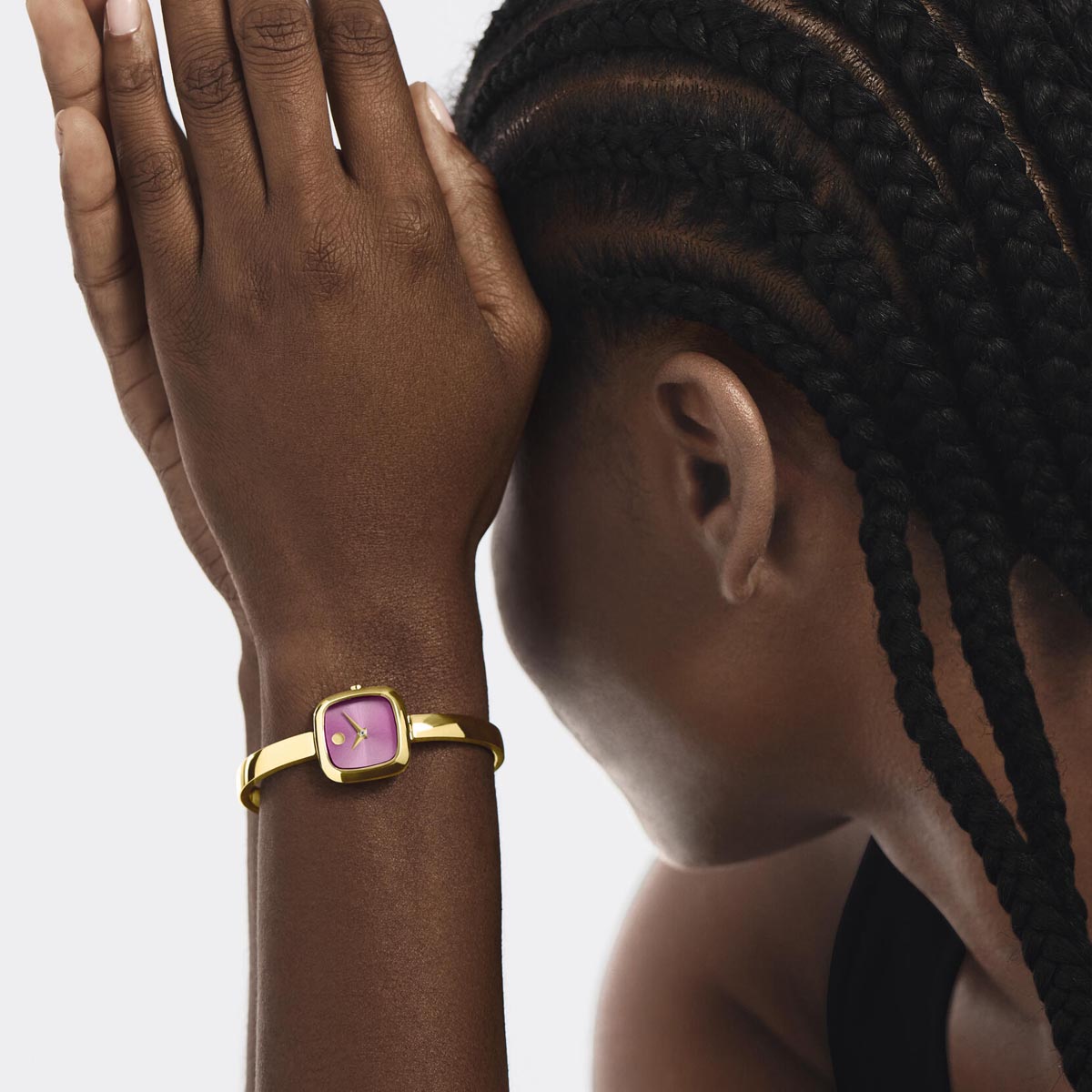 Movado Museum Watch with Pink Dial and Yellow Stainless Steel Bracelet (21.5mm and quartz movement)