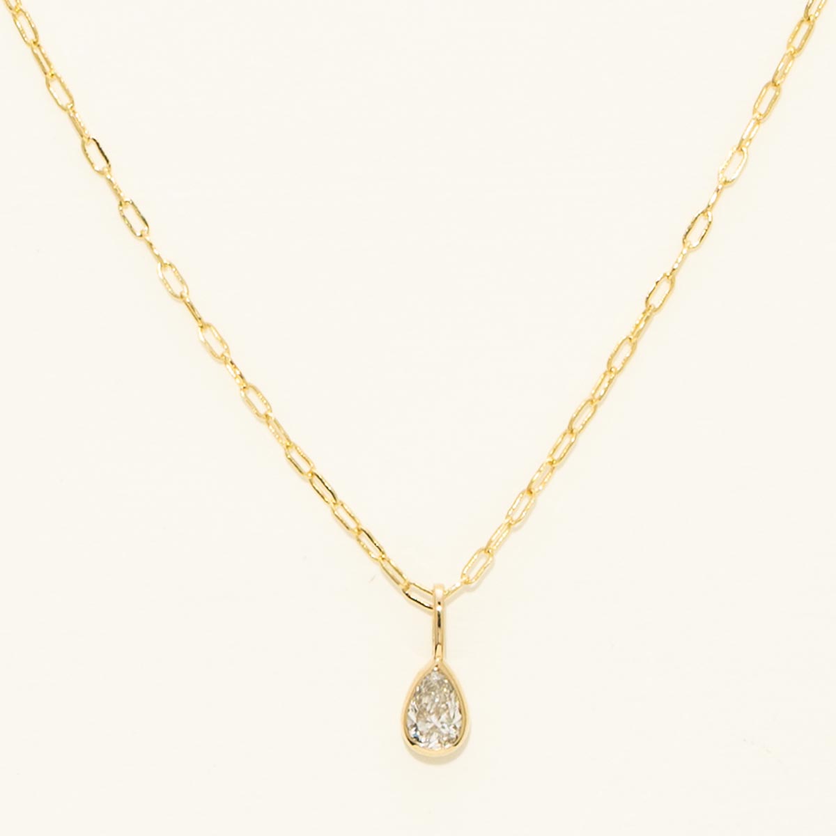 Pear Shape Diamond Bezel Necklace in 14kt Yellow Gold (1/5ct)