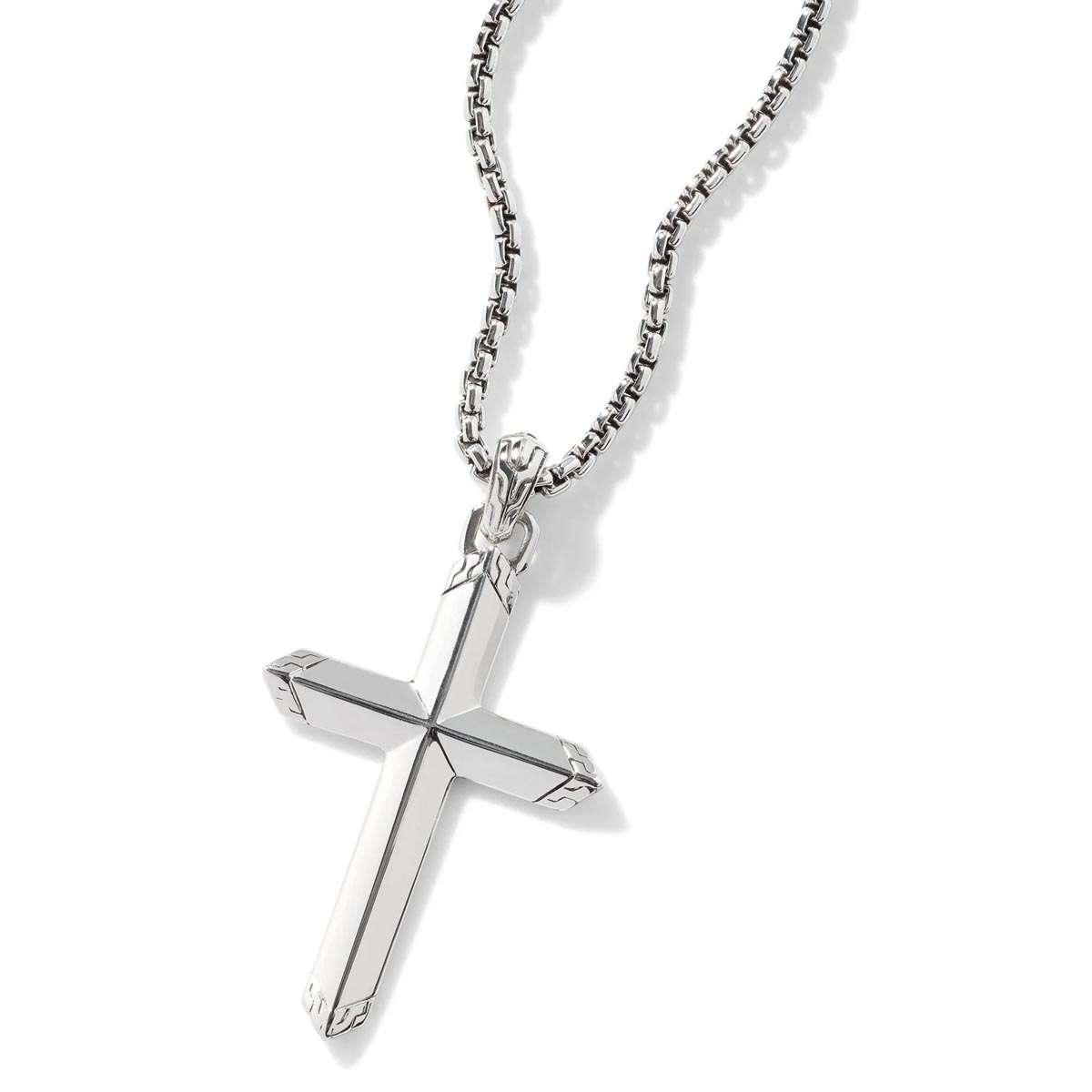John Hardy Classic Chain Collection Mens Cross Necklace in Sterling Silver (26 inches)