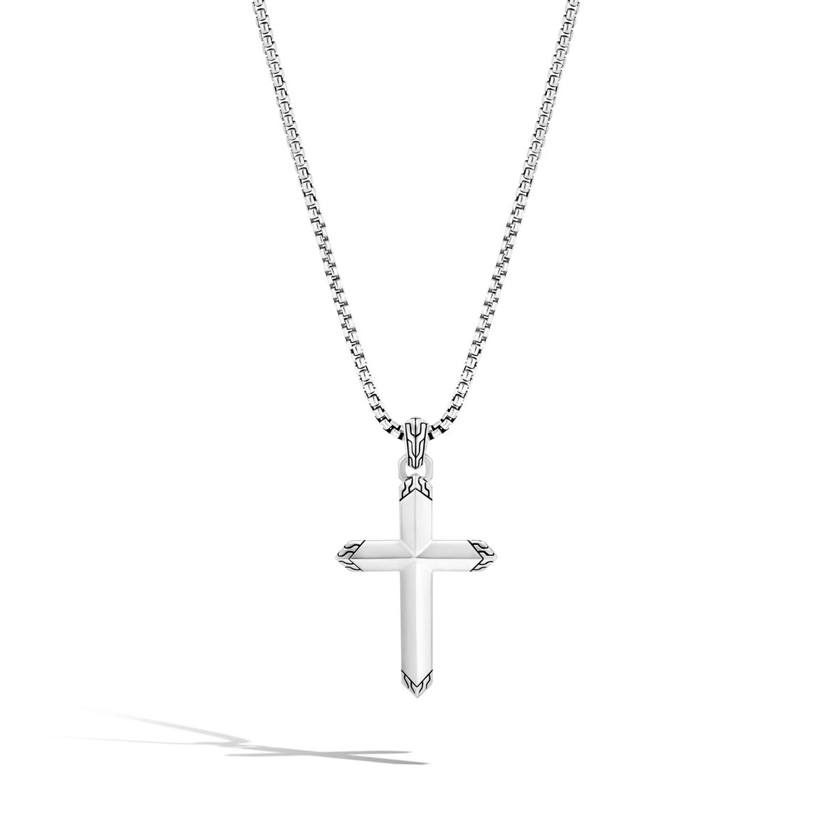John Hardy Classic Chain Collection Mens Cross Necklace in Sterling Silver (26 inches)