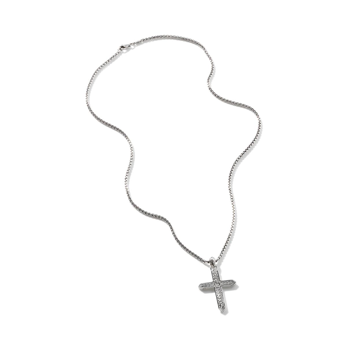 John Hardy Classic Chain Collection Mens Cross Necklace in Sterling Silver (26 inches)