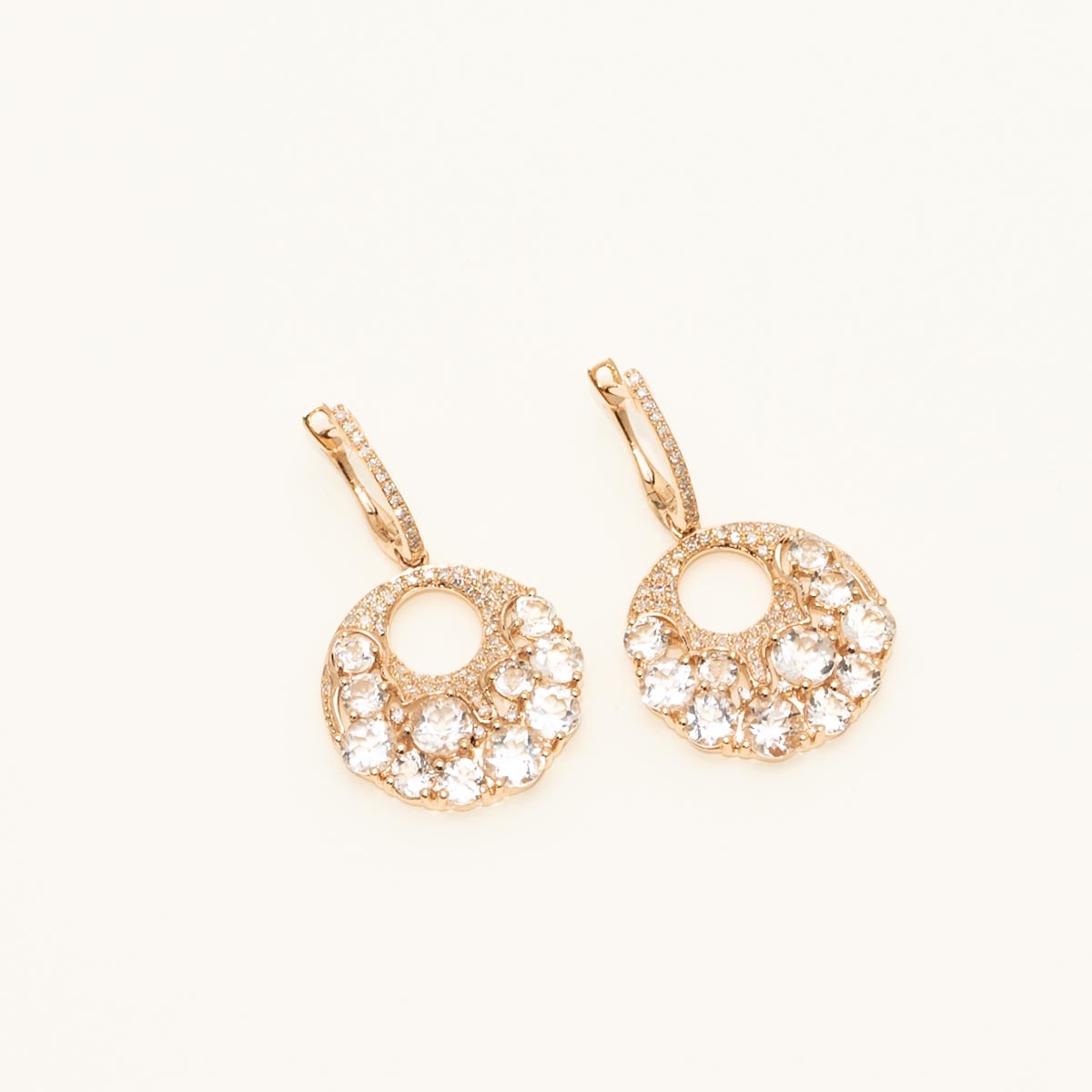 Dabakarov White Quartz Drop Earrings in 14kt Rose Gold with Diamonds (1/4ct tw)