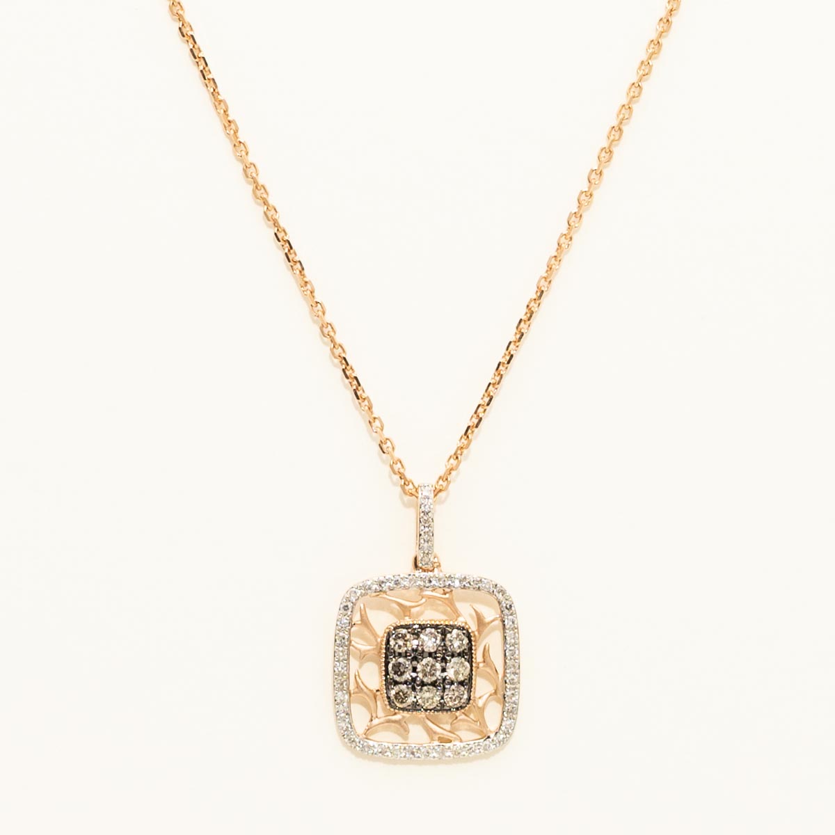 Dabakarov White and Champagne Diamond Necklace in 14kt Rose Gold (1/3ct tw)
