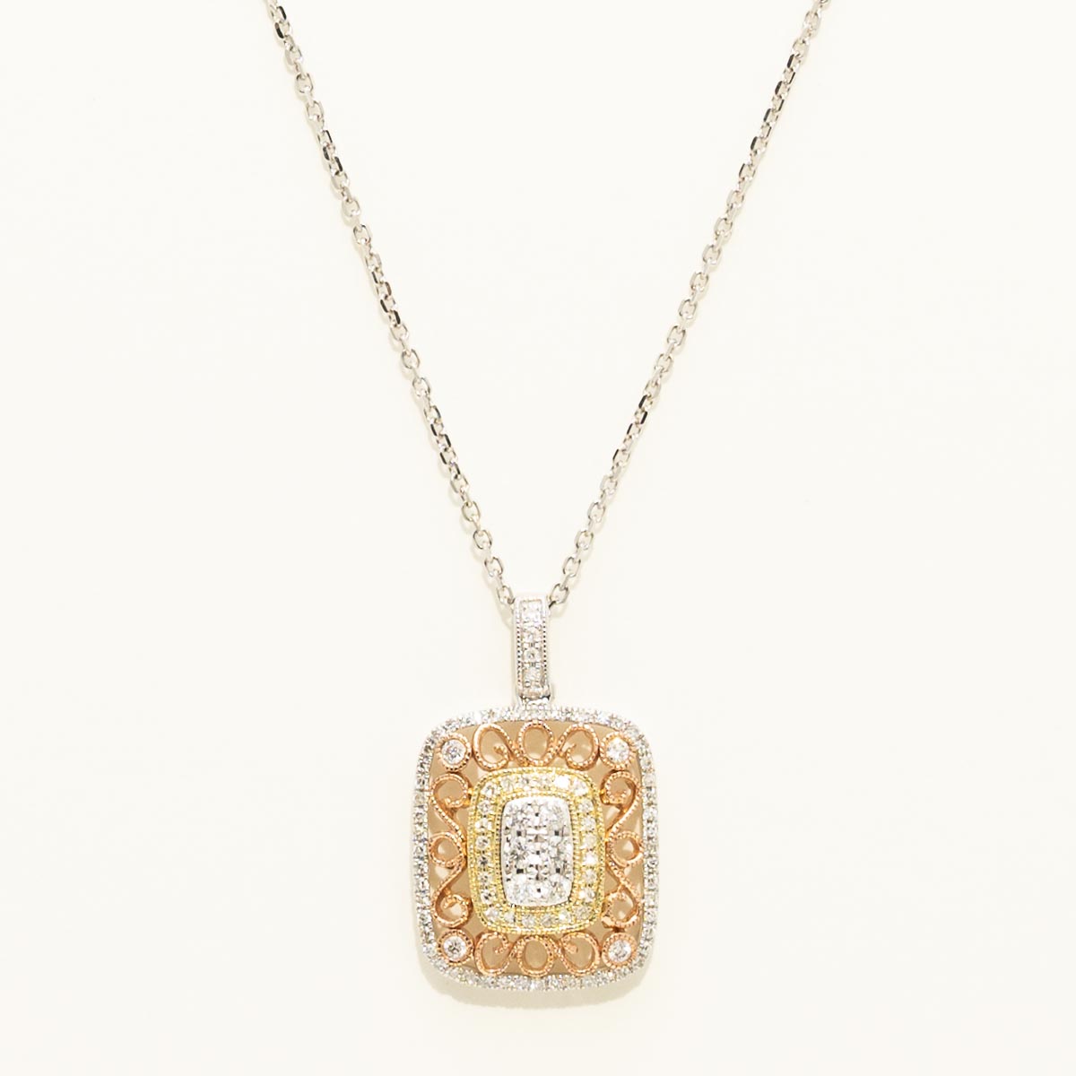 Dabakarov Diamond Fashion Necklace in 14kt White Yellow and Rose Gold (3/8ct tw)