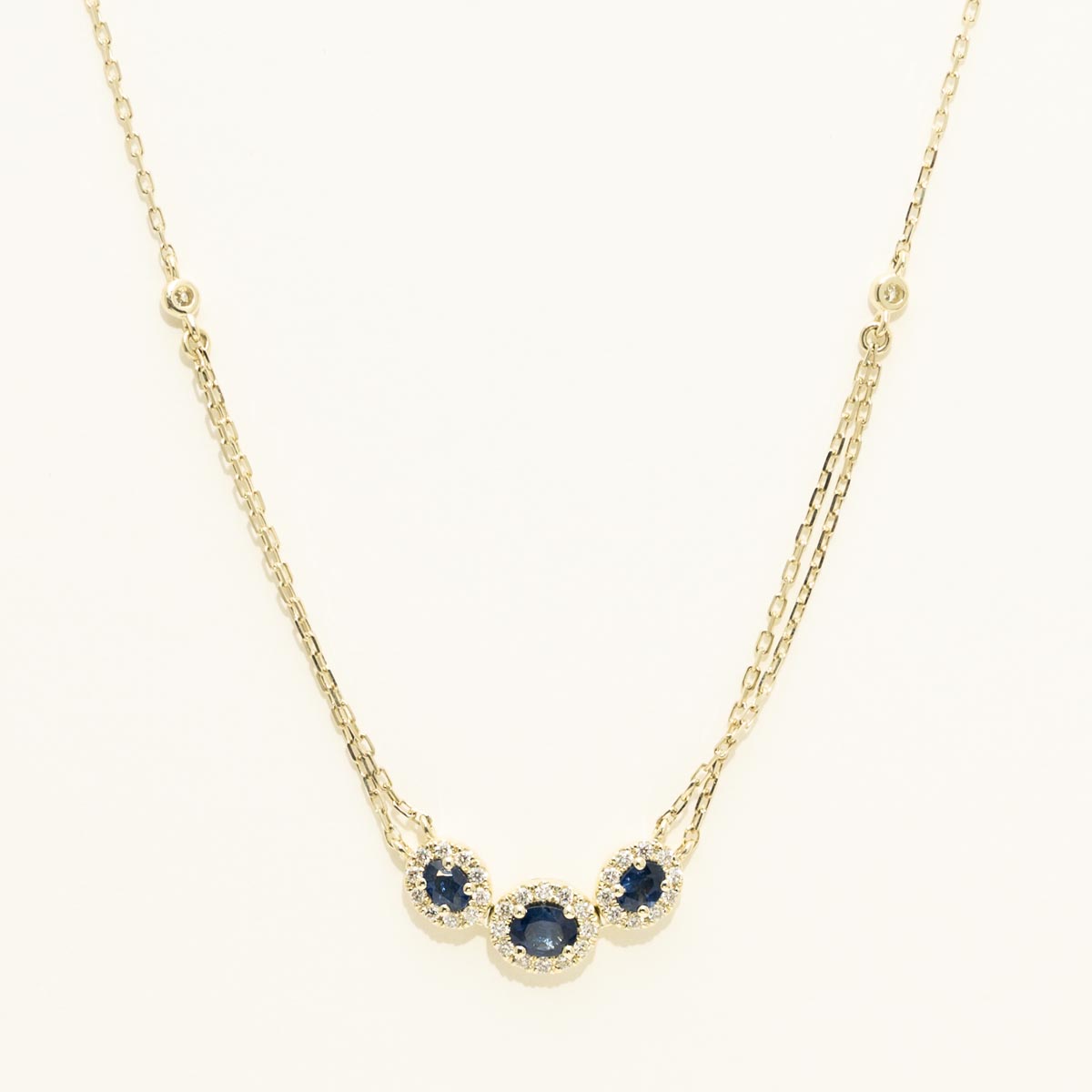 Dabakarov Oval Sapphire Necklace in 14kt Yellow Gold with Diamonds (3/8ct tw)