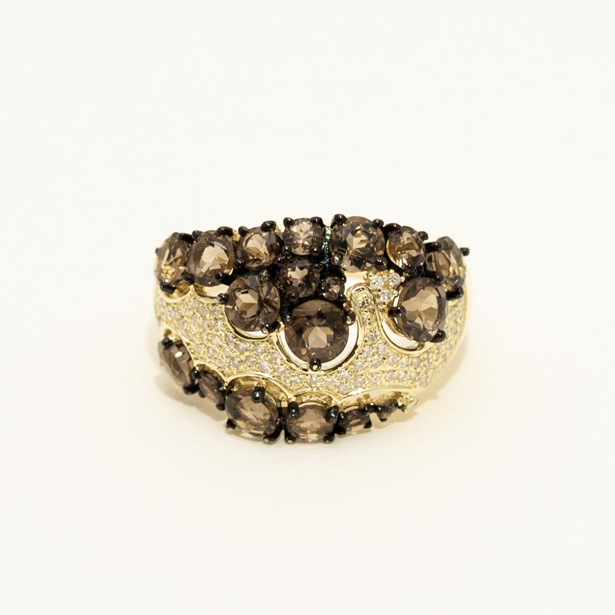 Dabakarov Smoky Topaz Ring in 14kt Yellow Gold with Diamonds (1/5ct tw)