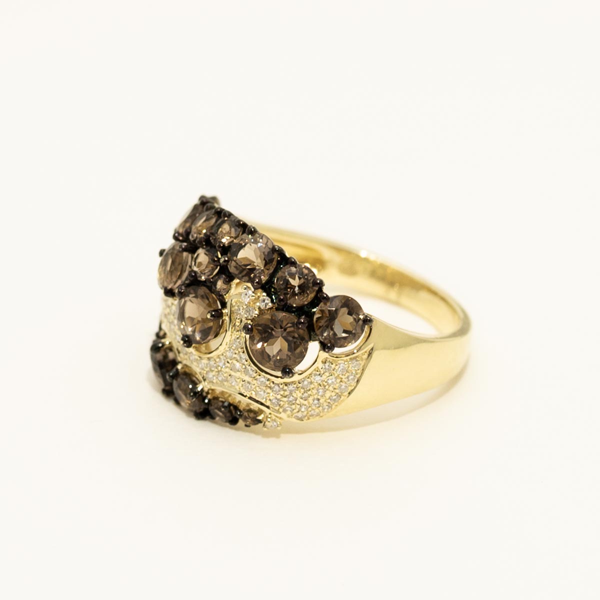 Dabakarov Smoky Topaz Ring in 14kt Yellow Gold with Diamonds (1/5ct tw)