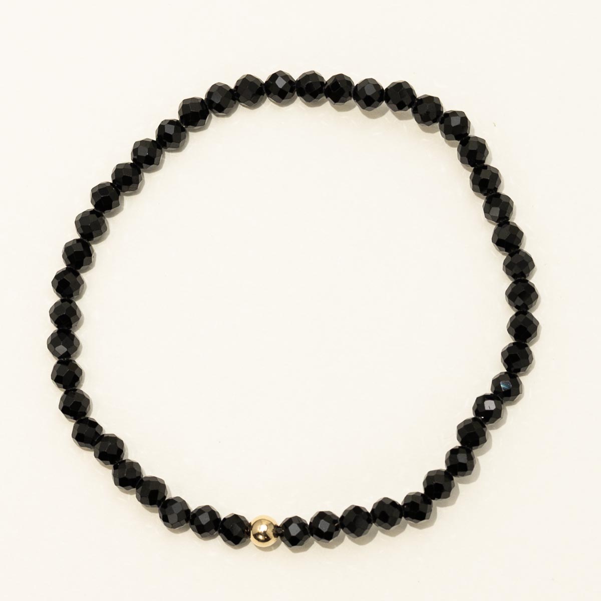 Dee Berkley Black Spinel Bead Bracelet in 14kt Gold Filled (4mm beads)