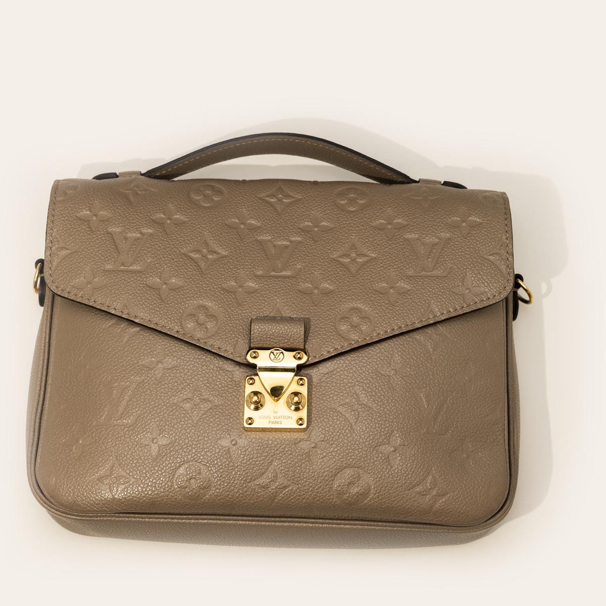 Pre Owned Louis Vuitton Metis Tourterelle Monogram Turtledove Empreinte Leather Bag