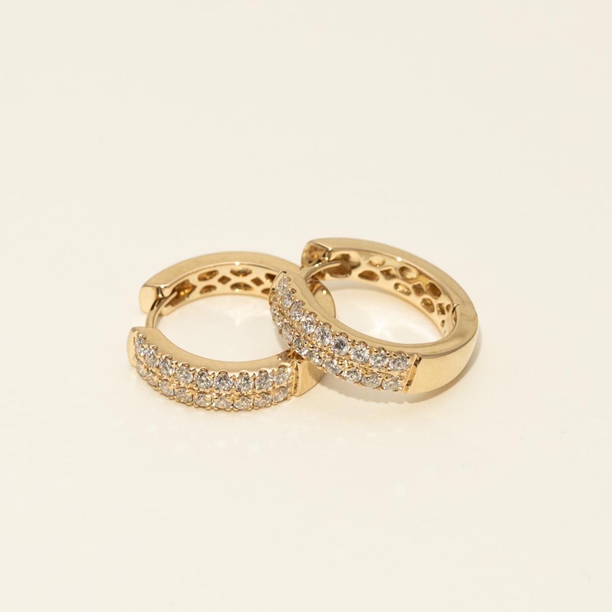 Two Row Diamond Hoop Earrings in 14k Yellow Gold (1/2ct tw)