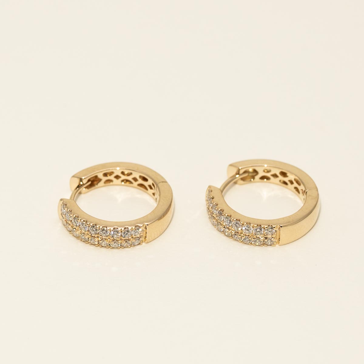 Two Row Diamond Hoop Earrings in 14k Yellow Gold (1/2ct tw)