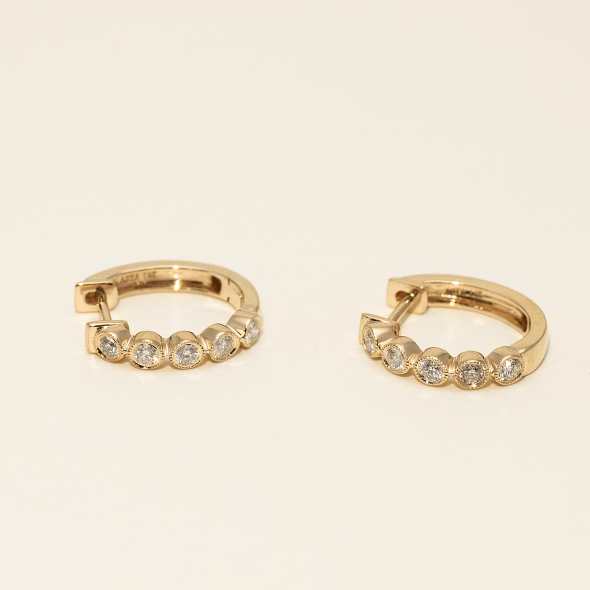 Milgrain Bezel Hoop Earrings in 14kt Yellow Gold (3/8ct tw)