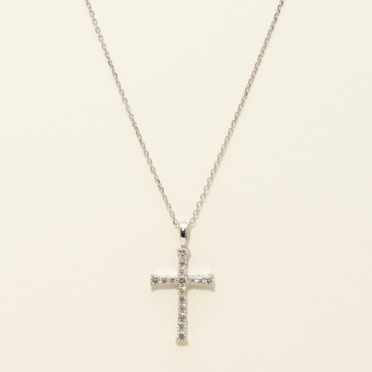 Diamond Cross Necklace in 14kt White Gold (1/3cttw)