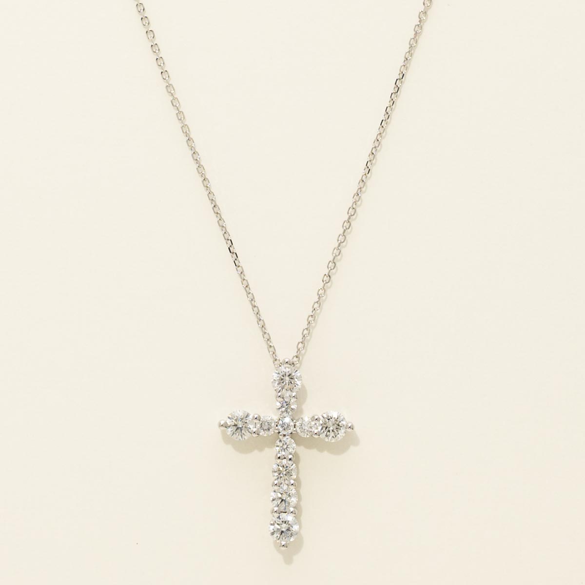 Diamond Cross Necklace in 14kt White Gold (1ct tw)