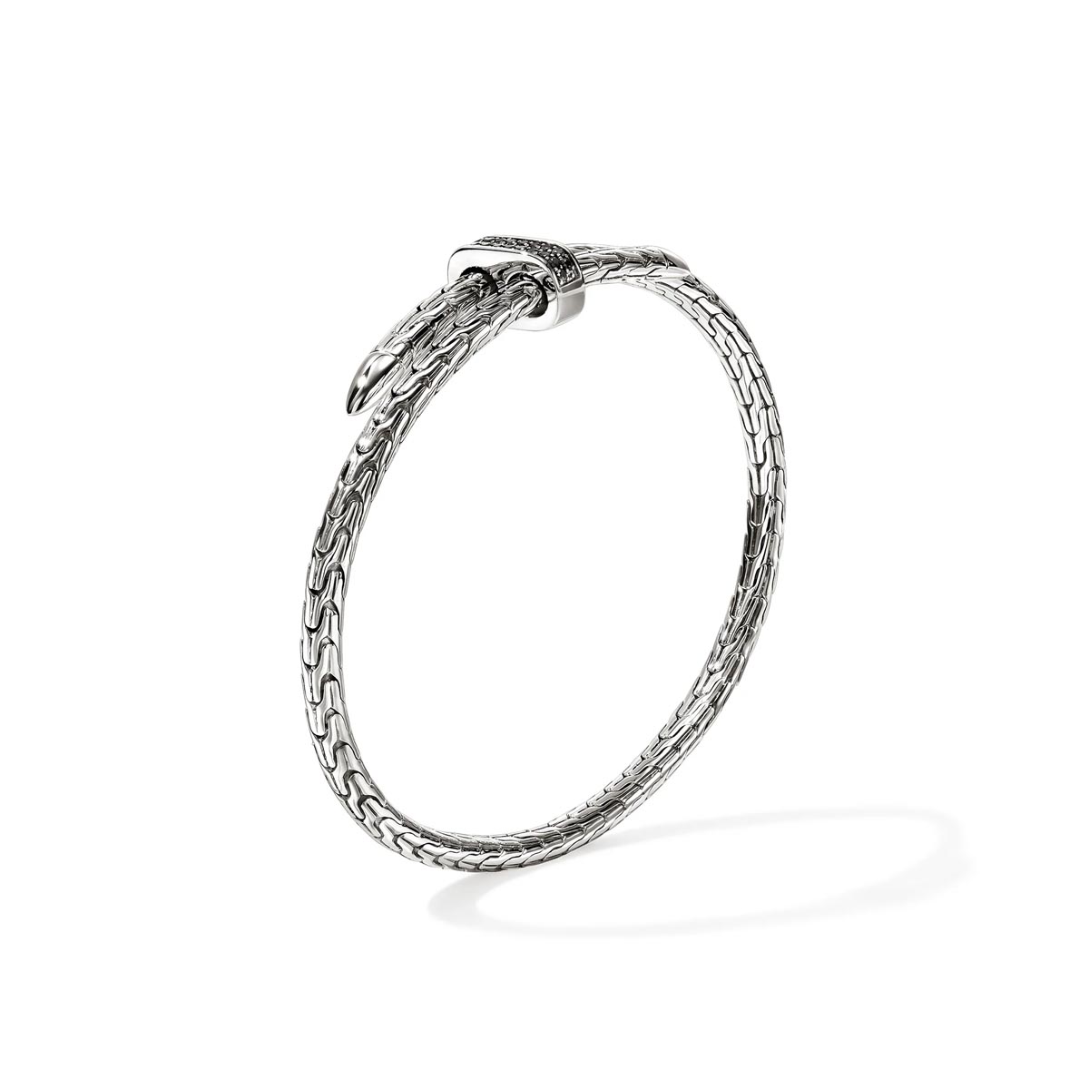 John Hardy Black Sapphire Spear Bypass Bangle Bracelet in Sterling Silver (7 inches)