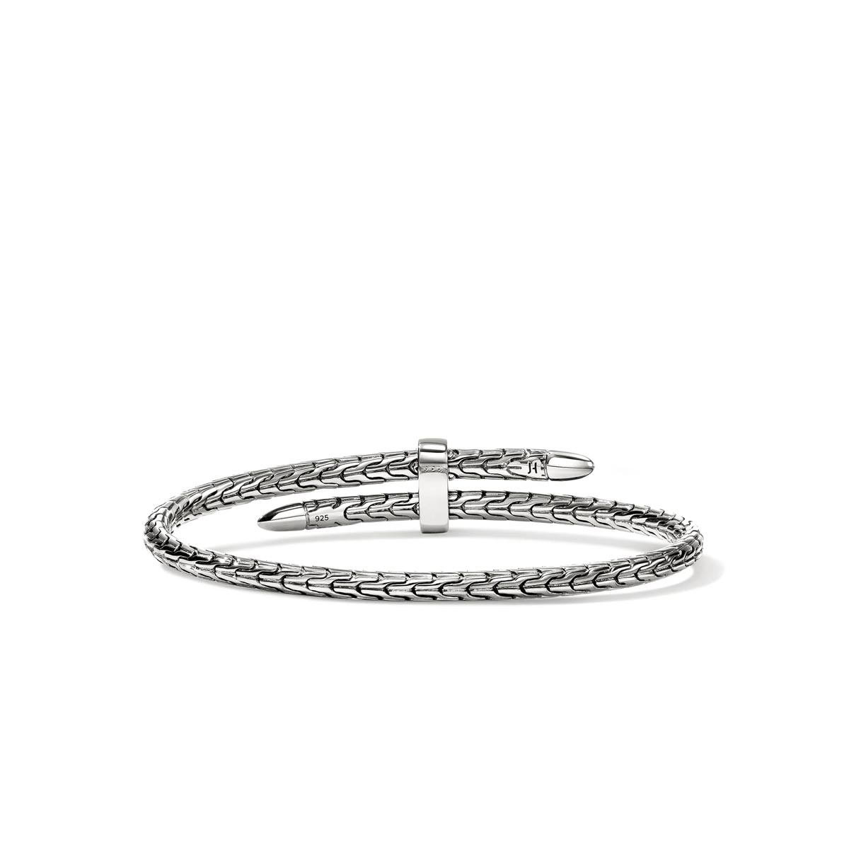 John Hardy Black Sapphire Spear Bypass Bangle Bracelet in Sterling Silver (7 inches)
