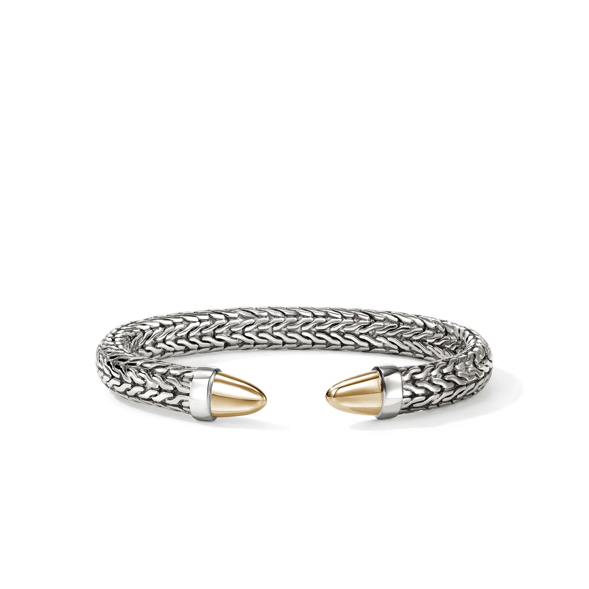 John Hardy Spear Flex Bangle Bracelet in Sterling Silver and 14kt Yellow Gold