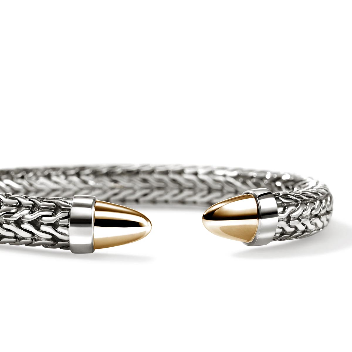 John Hardy Spear Flex Bangle Bracelet in Sterling Silver and 14kt Yellow Gold