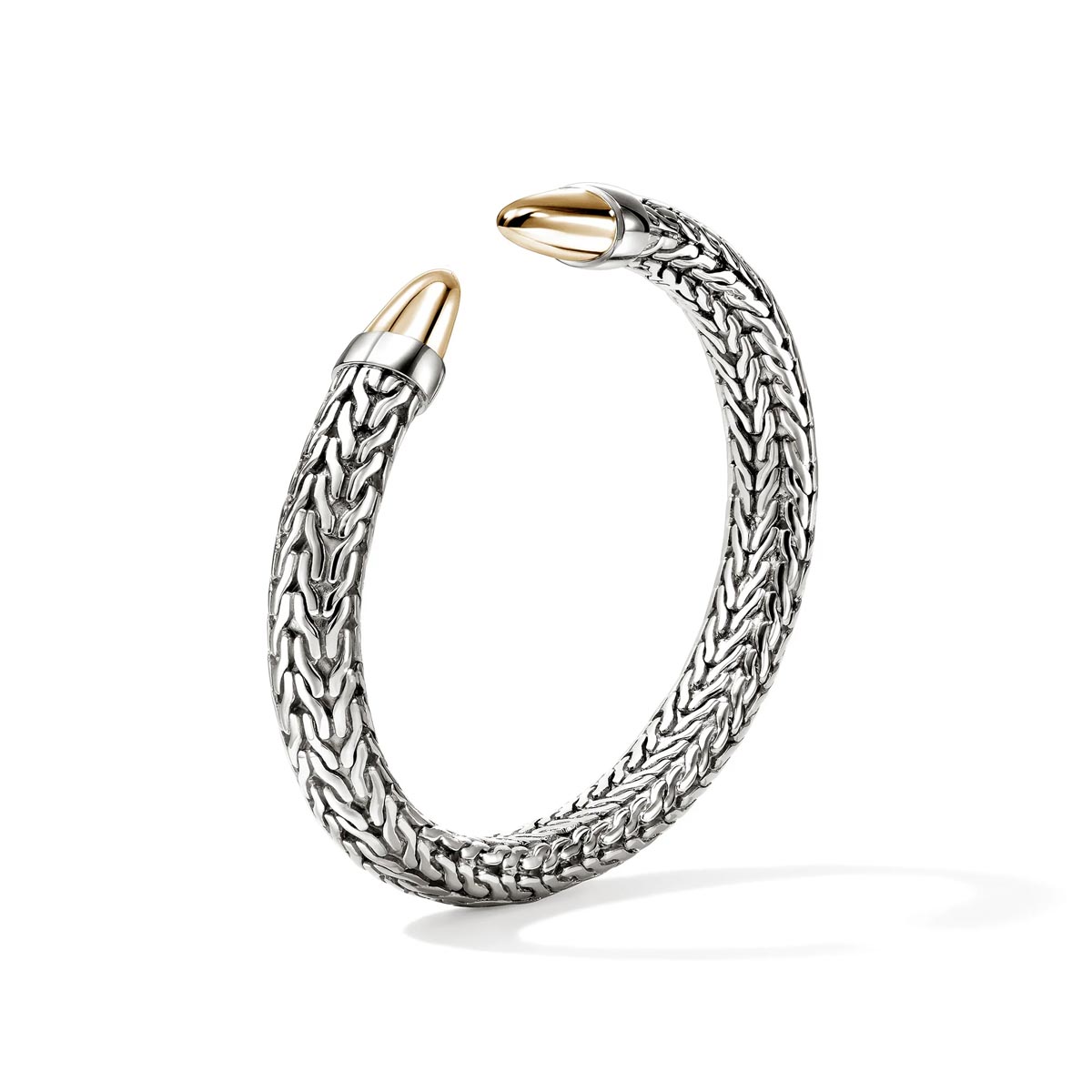 John Hardy Spear Flex Bangle Bracelet in Sterling Silver and 14kt Yellow Gold