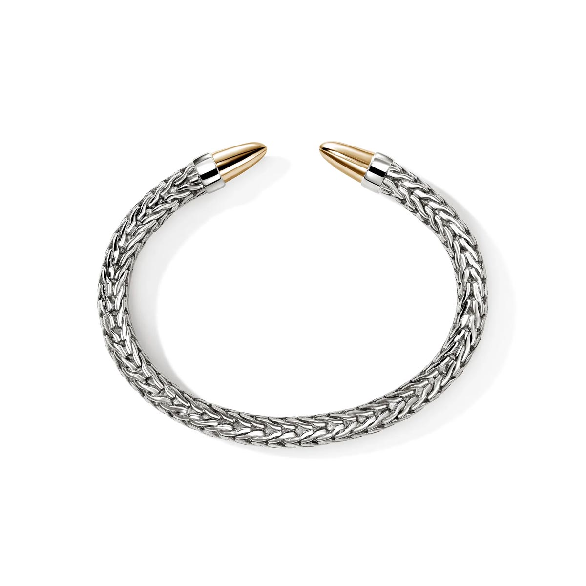 John Hardy Spear Flex Bangle Bracelet in Sterling Silver and 14kt Yellow Gold