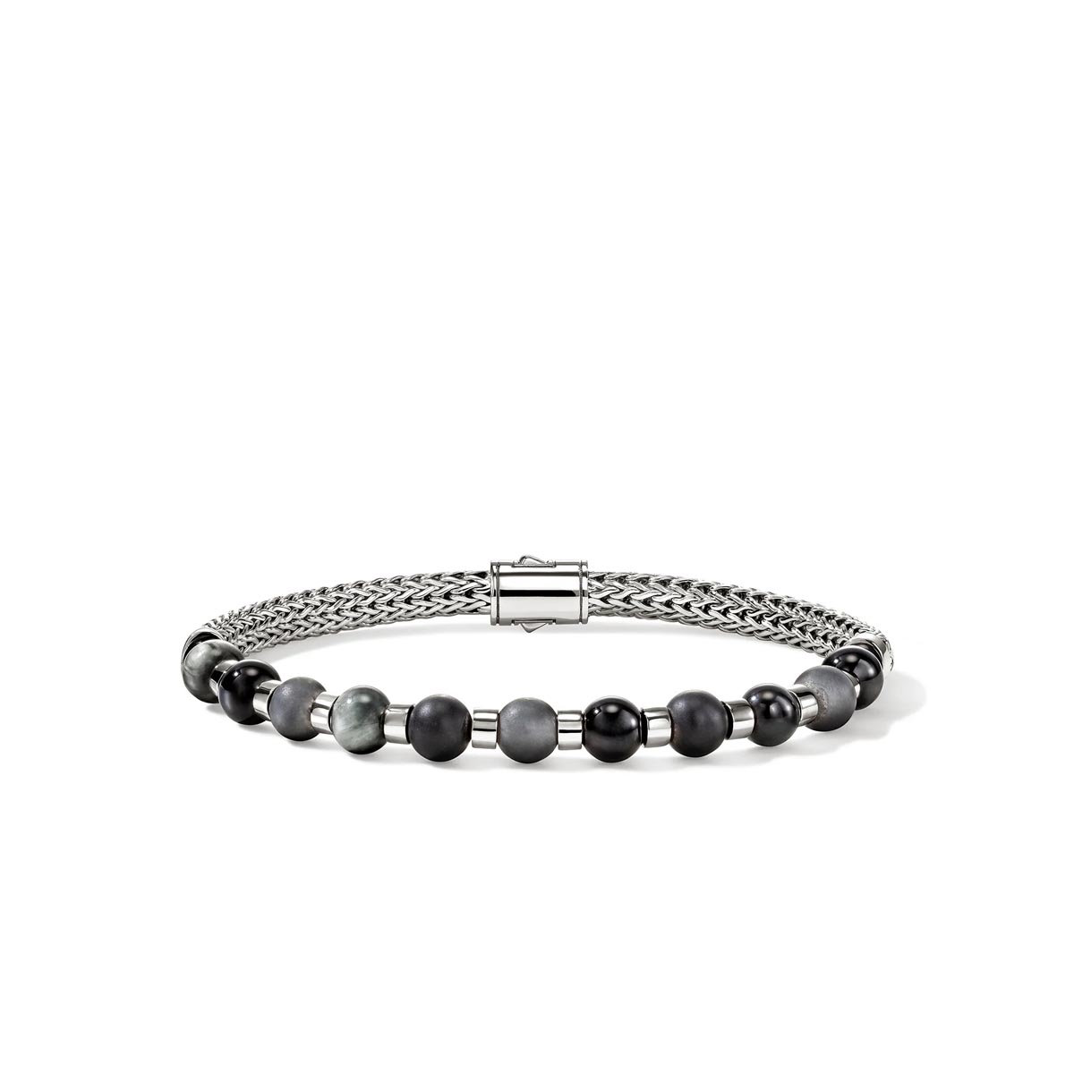 John Hardy Mens Black Onyx Bead Bracelet in Sterling Silver (8 inches)