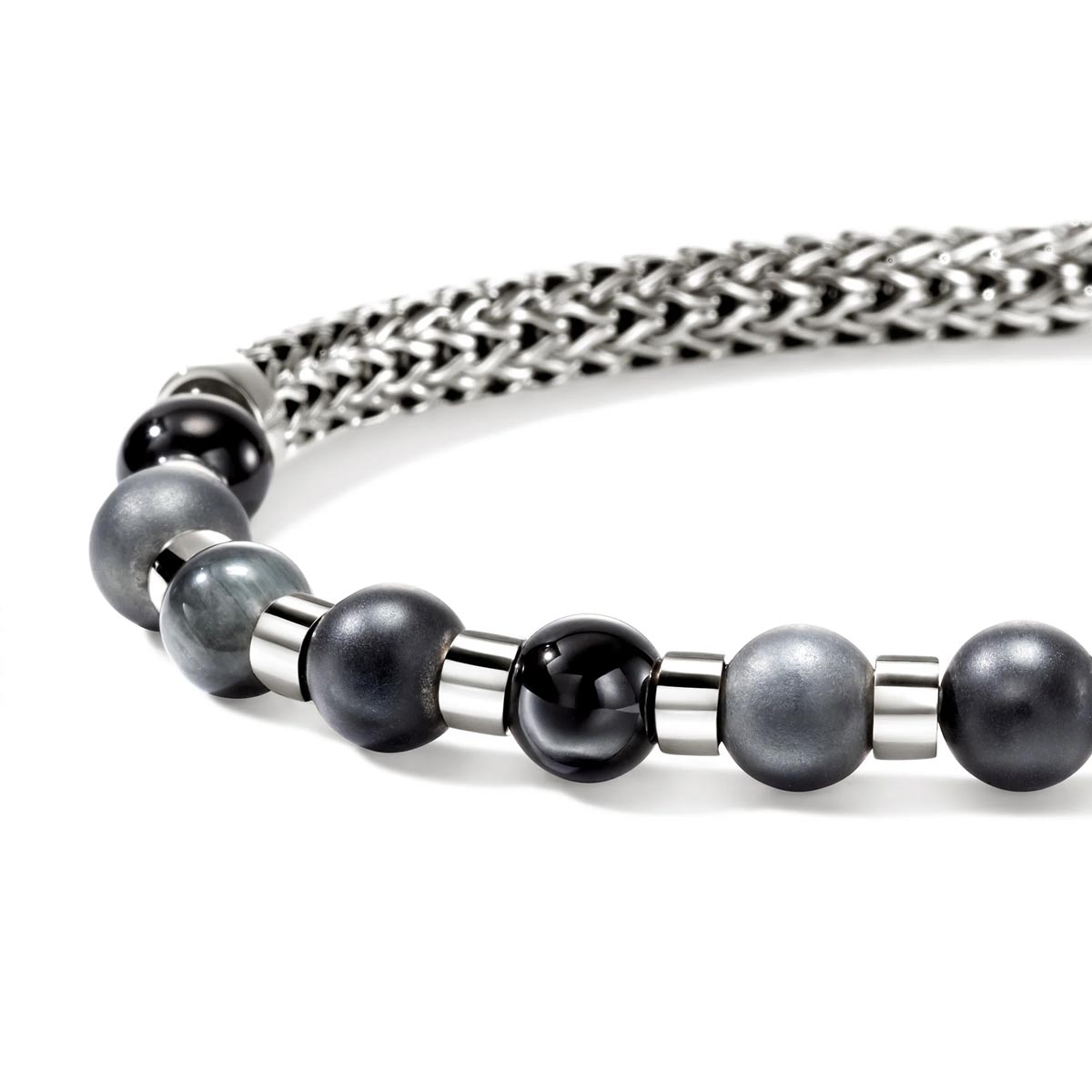 John Hardy Mens Black Onyx Bead Bracelet in Sterling Silver (8 inches)