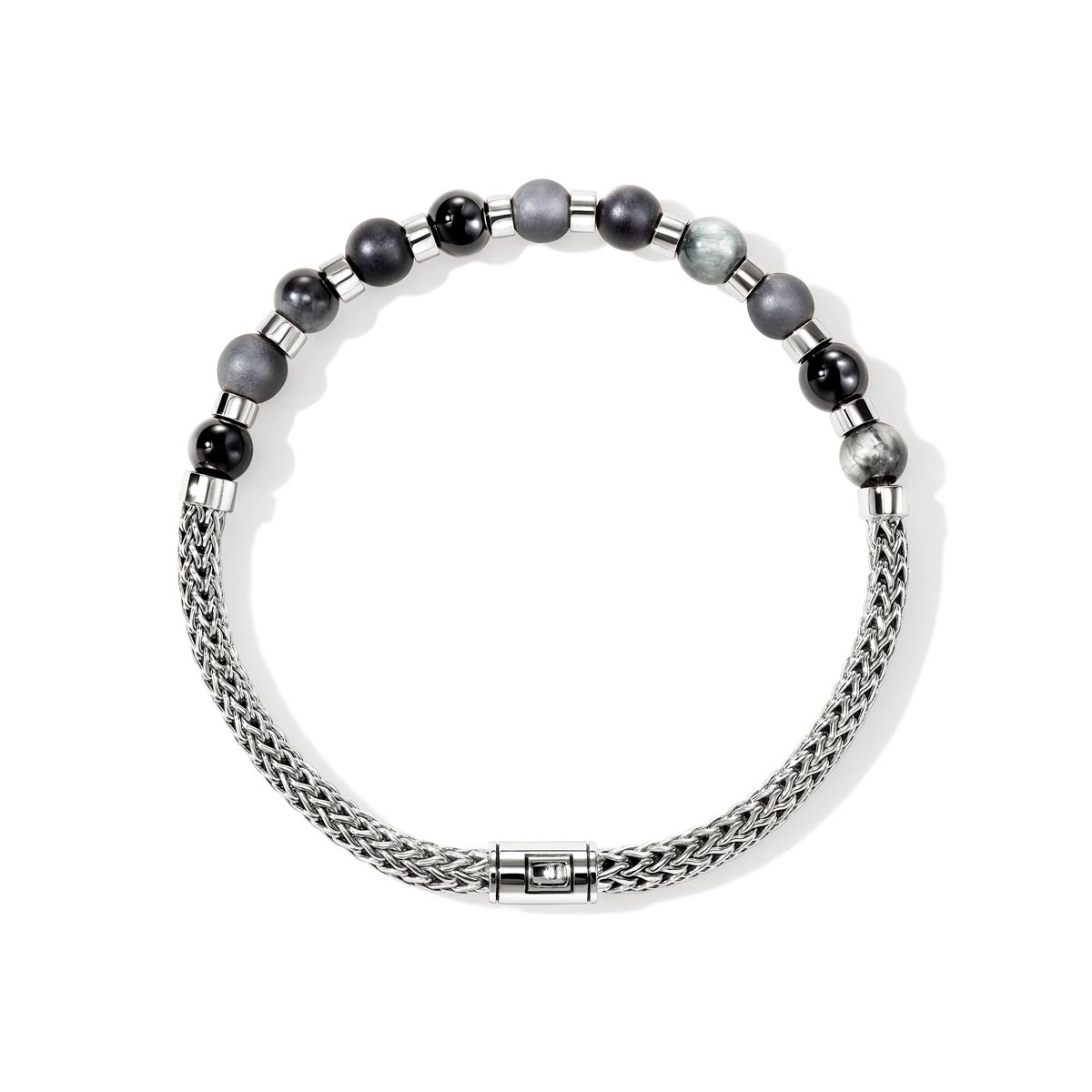 John Hardy Mens Black Onyx Bead Bracelet in Sterling Silver (8 inches)