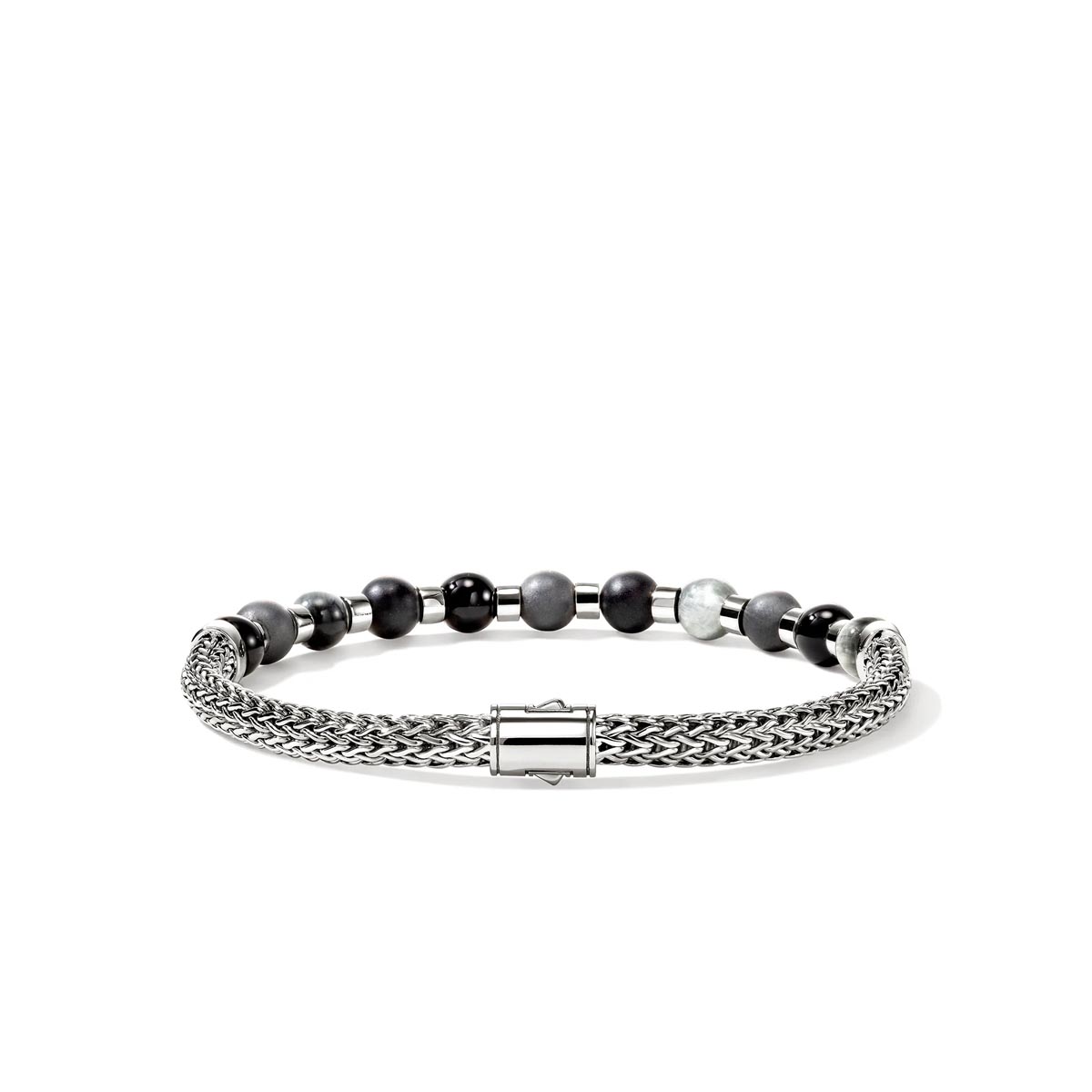 John Hardy Mens Black Onyx Bead Bracelet in Sterling Silver (8 inches)