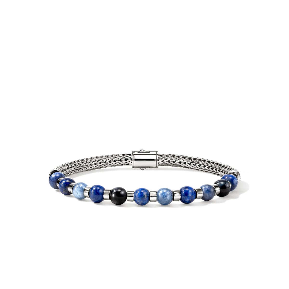 John Hardy Mens Kyanite Lapis Blue Tiger Eye and Sodalite Bracelet in Sterling Silver (8 inches)