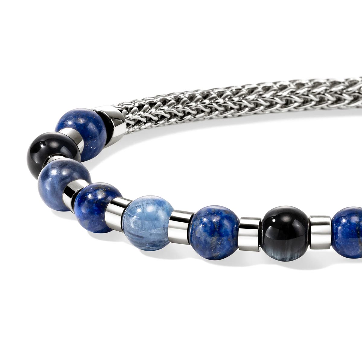John Hardy Mens Kyanite Lapis Blue Tiger Eye and Sodalite Bracelet in Sterling Silver (8 inches)