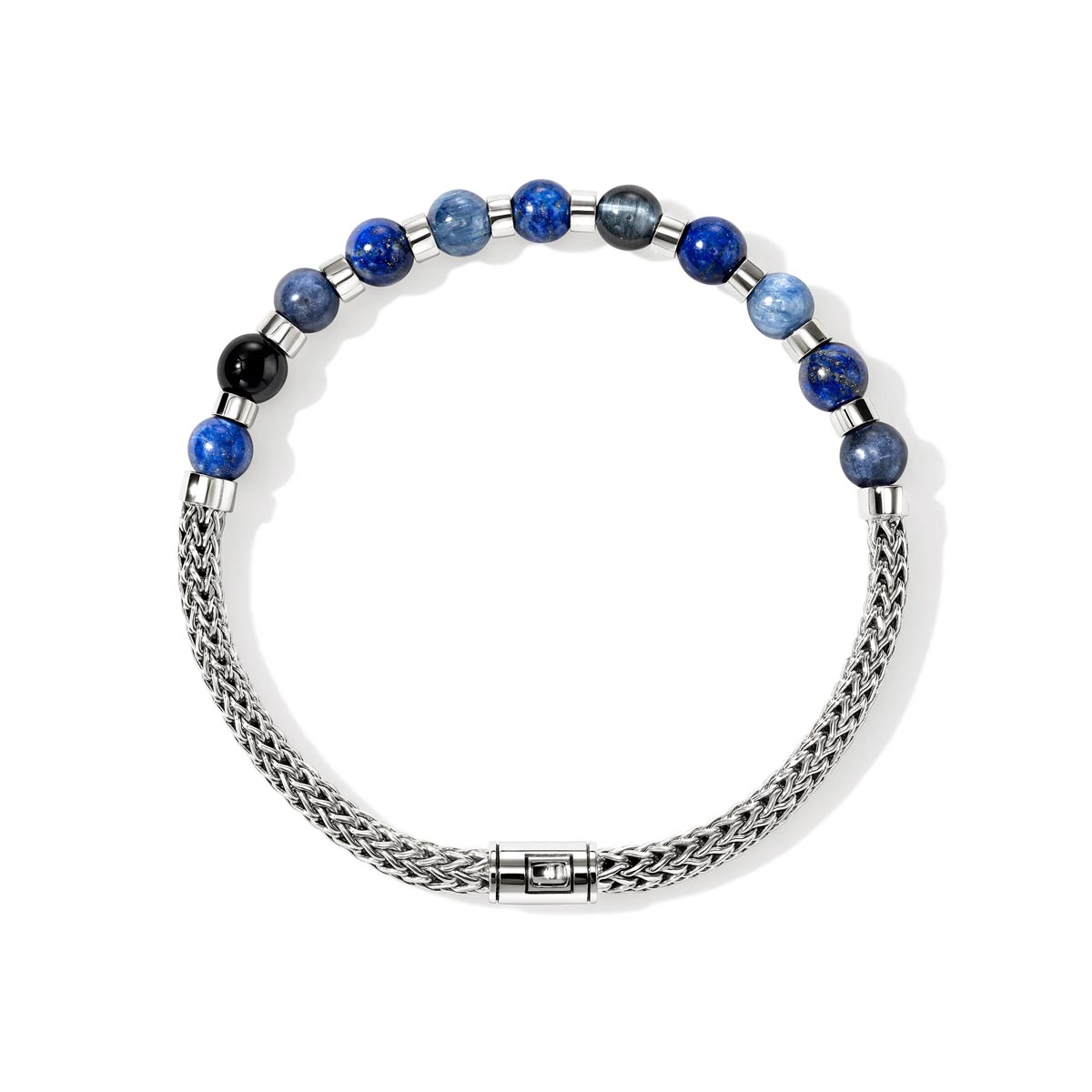 John Hardy Mens Kyanite Lapis Blue Tiger Eye and Sodalite Bracelet in Sterling Silver (8 inches)