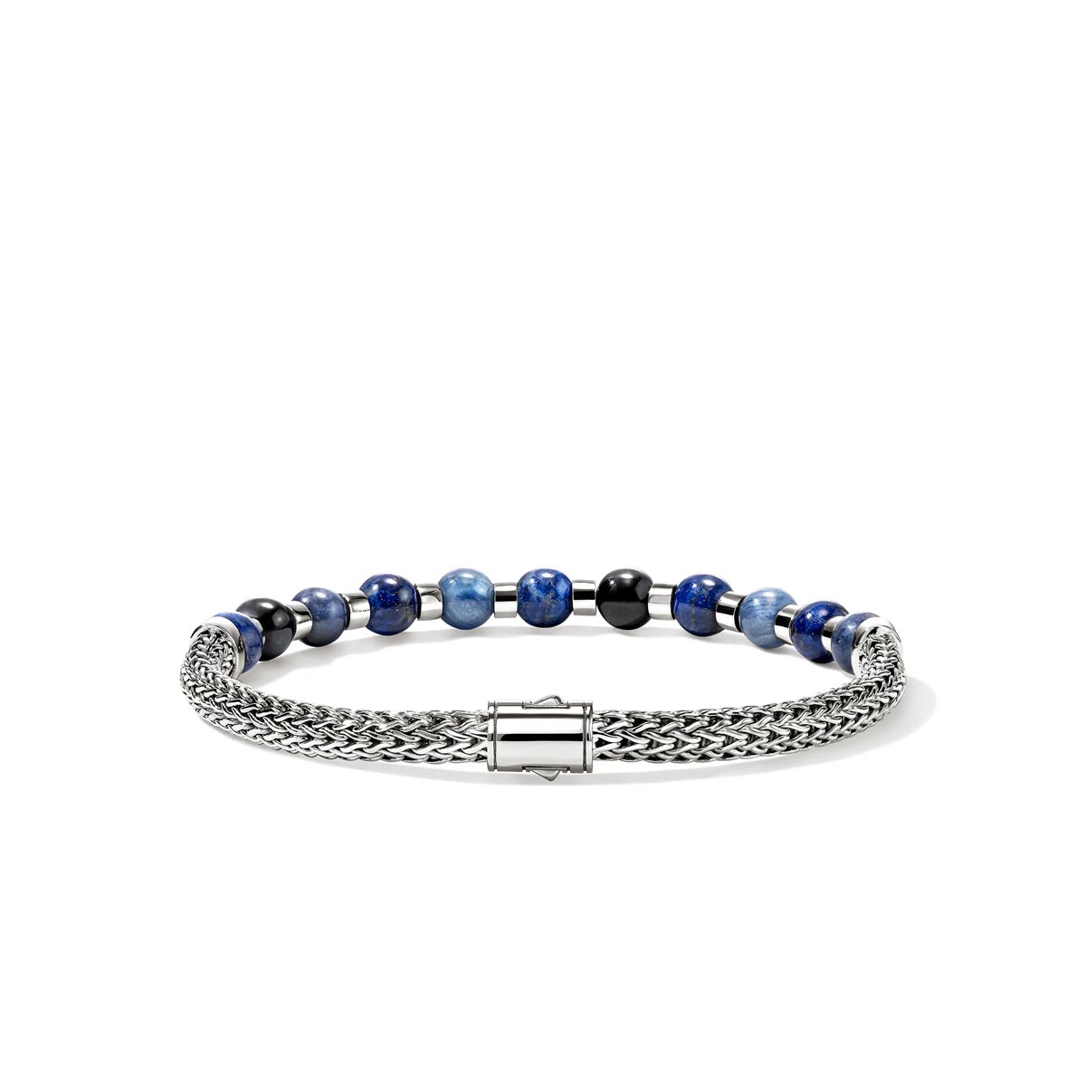 John Hardy Mens Kyanite Lapis Blue Tiger Eye and Sodalite Bracelet in Sterling Silver (8 inches)