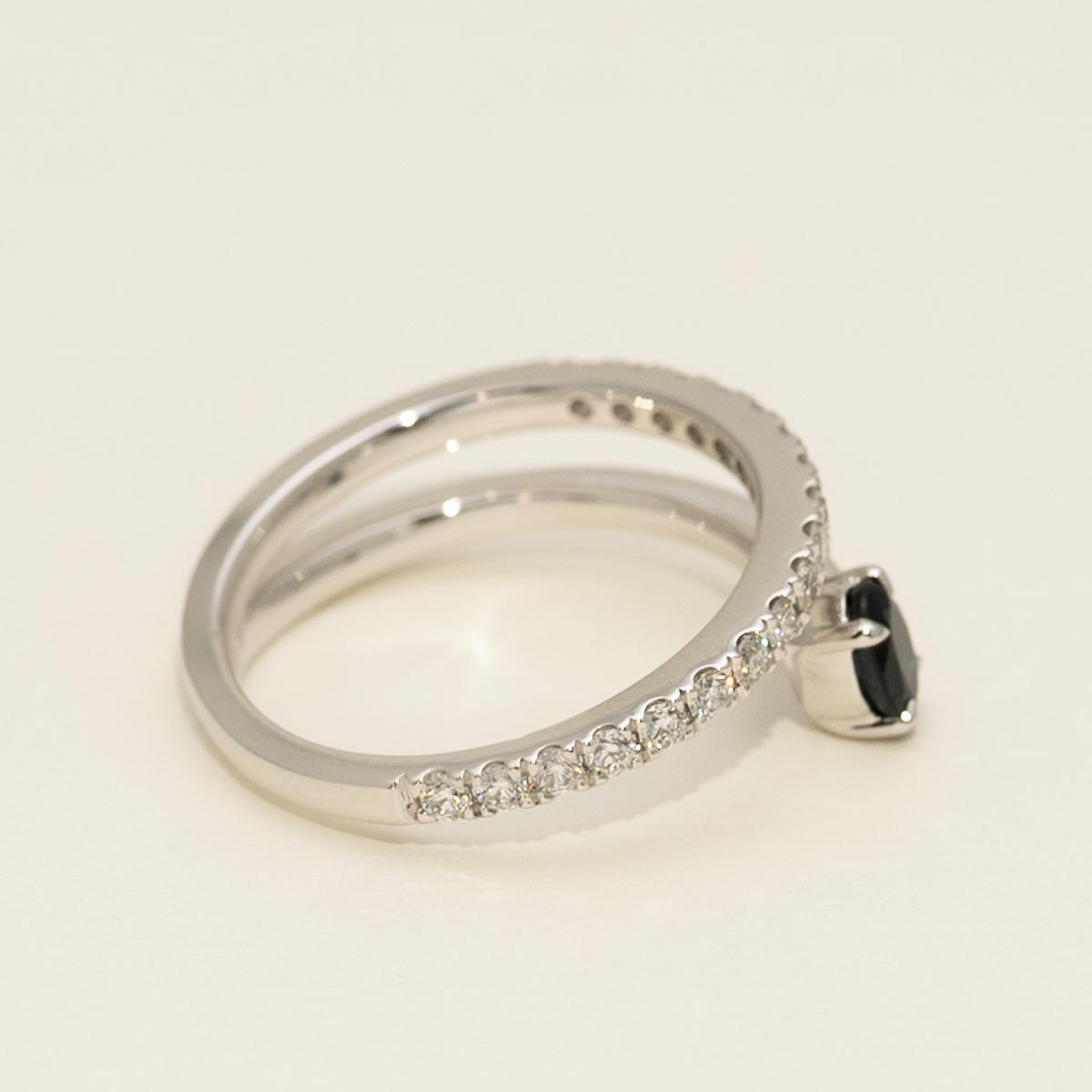 Oval Sapphire Bypass Ring in 18kt White Gold with Diamonds (1/3ct tw)