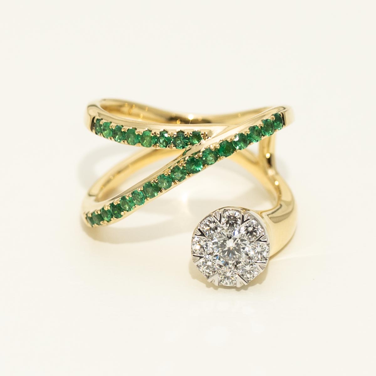 Emerald Fashion Ring in 18kt Yellow and White Gold with Diamonds (1/2ct tw)