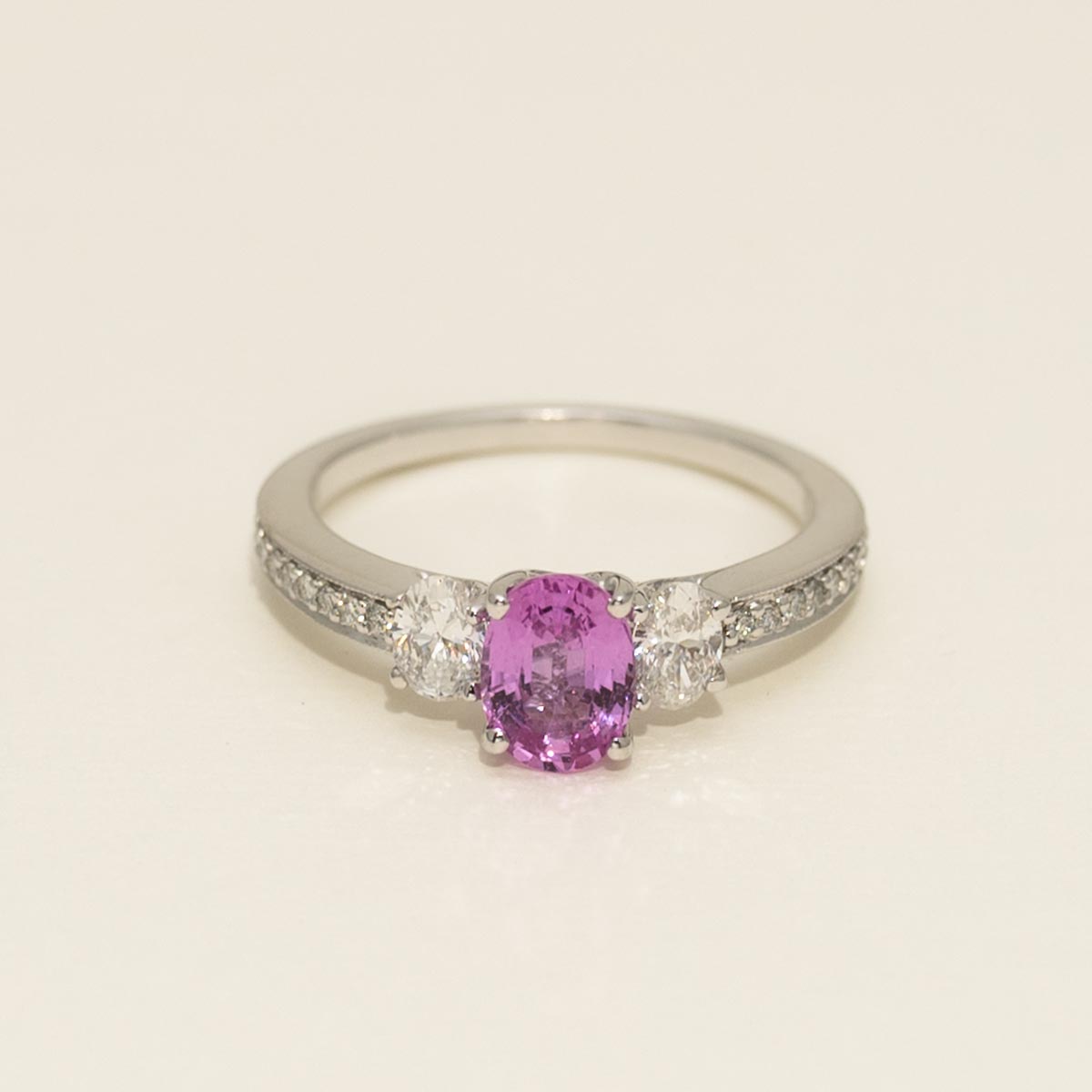 Oval Pink Sapphire Ring in 14kt White Gold with Diamonds (1/2ct tw)