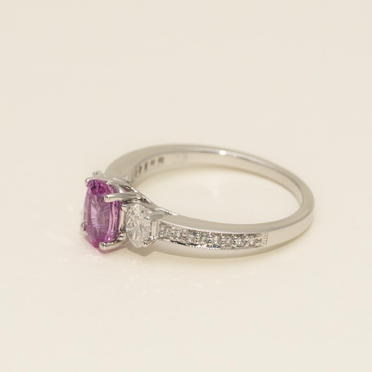 Oval Pink Sapphire Ring in 14kt White Gold with Diamonds (1/2ct tw)