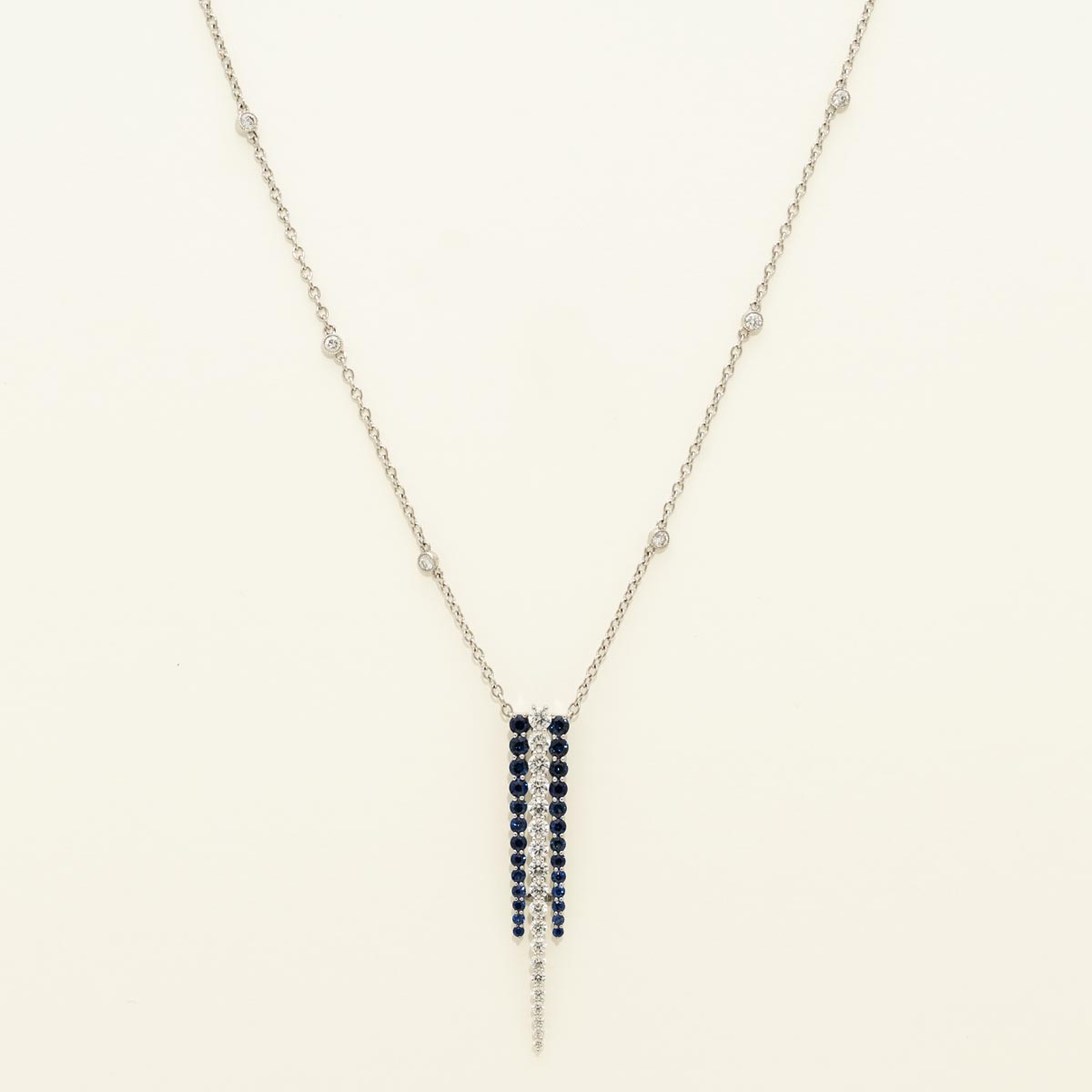 Sapphire Journey Necklace in 18kt White Gold with Diamonds (7/8ct tw)