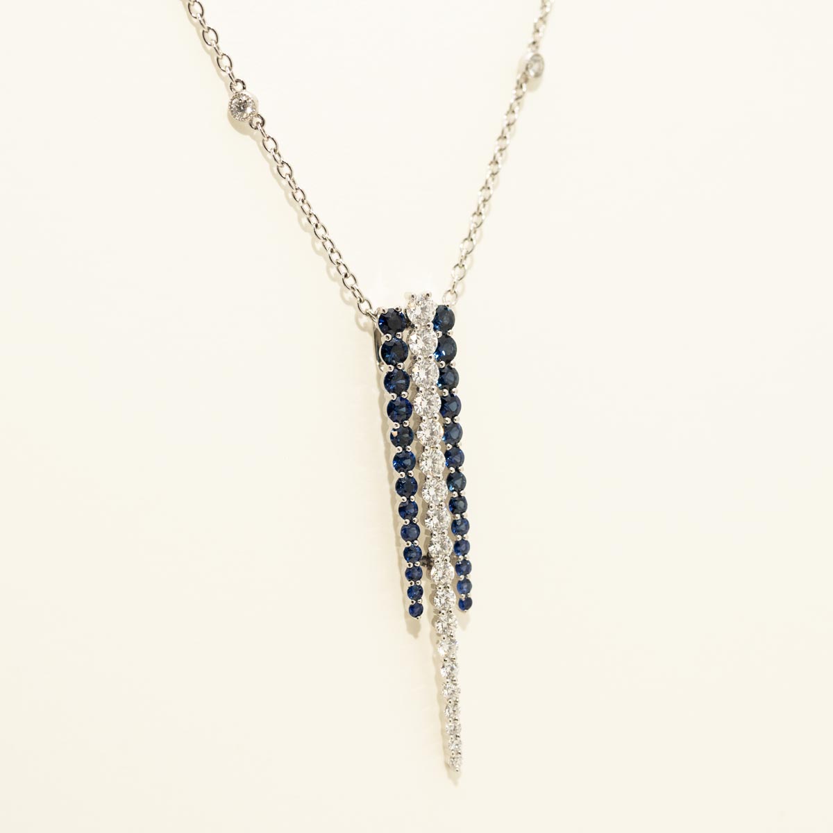 Sapphire Journey Necklace in 18kt White Gold with Diamonds (7/8ct tw)