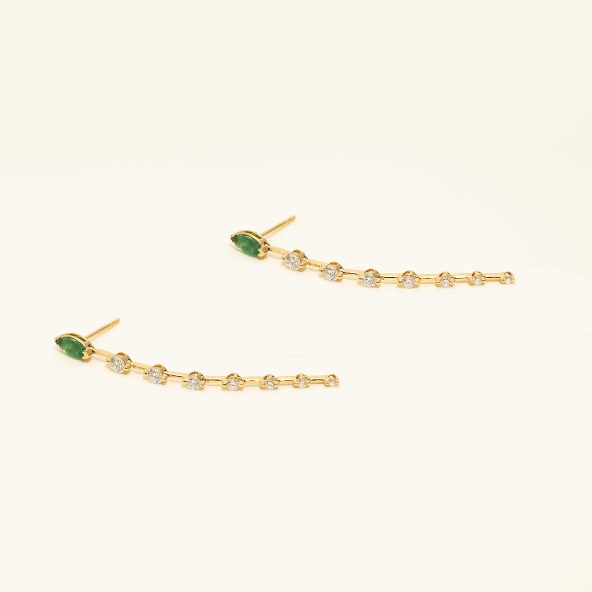 Marquise Emerald Drop Earrings in 18kt Yellow Gold with Diamonds (3/4ct tw)