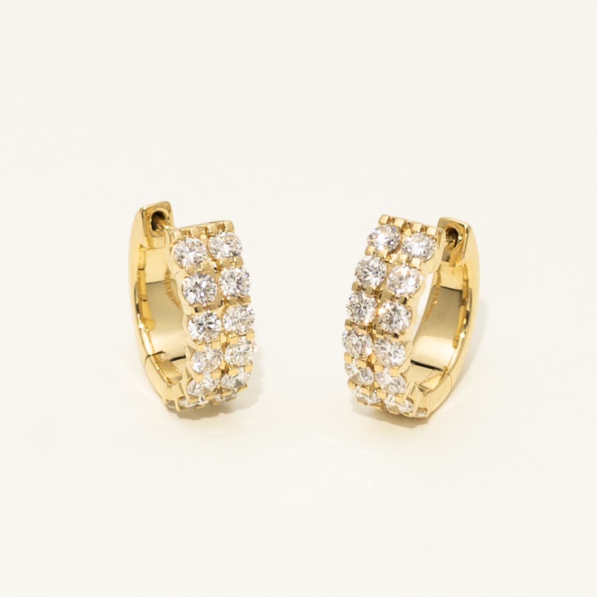 Memoire Petite Prong Double Row Huggies in 18kt Yellow Gold (1ct tw)