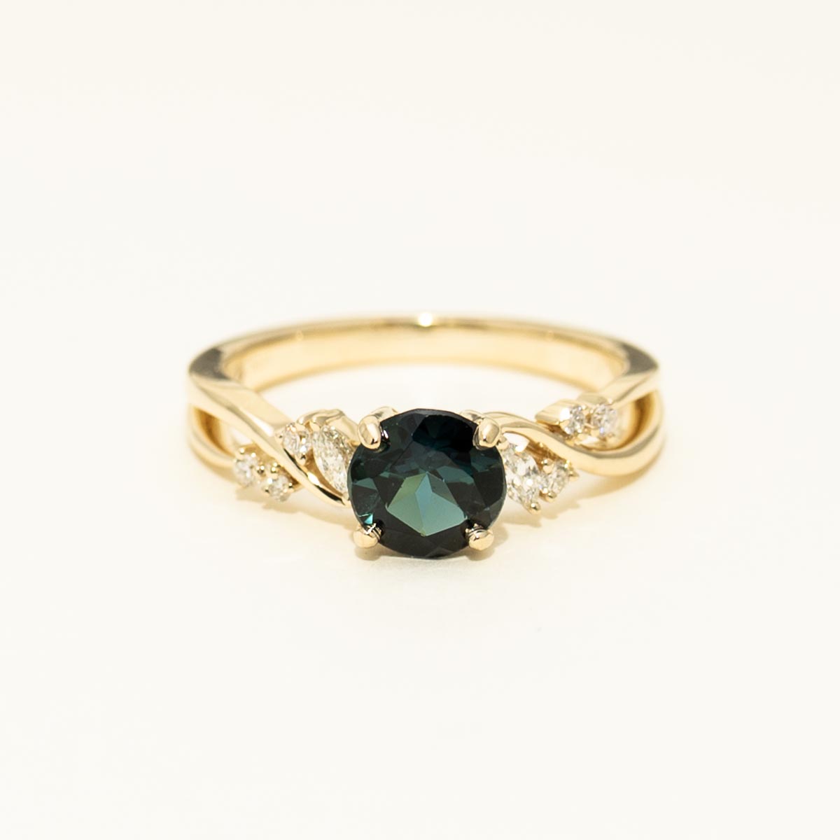 Indicolite Tourmaline Ring in 14kt Yellow Gold with Diamonds (1/7ct tw)
