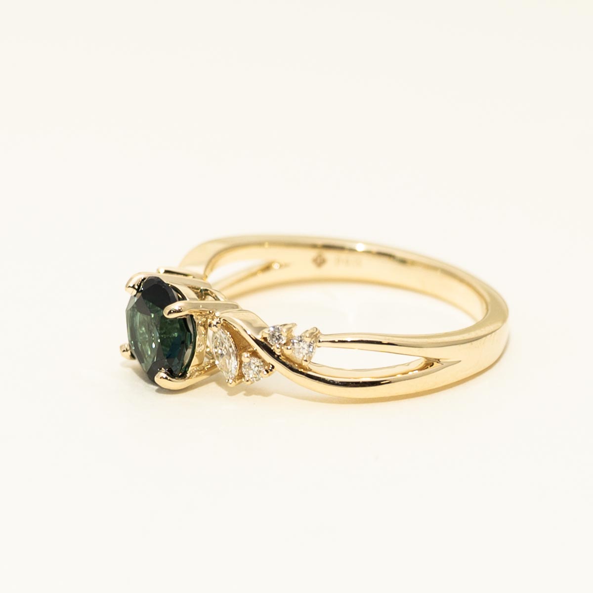 Indicolite Tourmaline Ring in 14kt Yellow Gold with Diamonds (1/7ct tw)