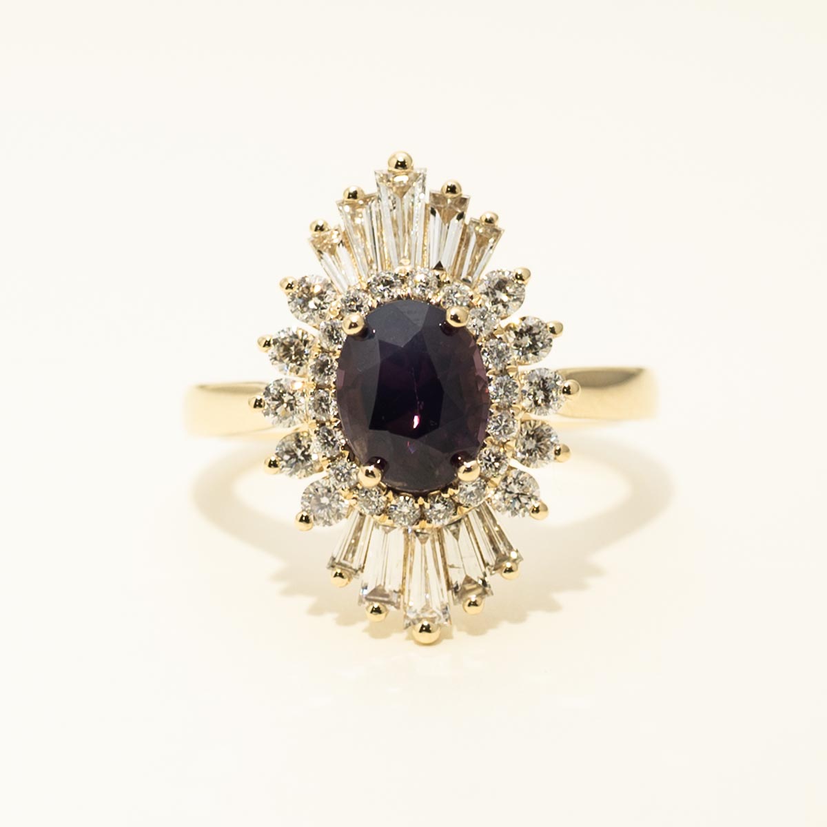 Oval Purple Spinel Ballerina Ring in 14kt Yellow Gold with Diamonds (1ct tw)