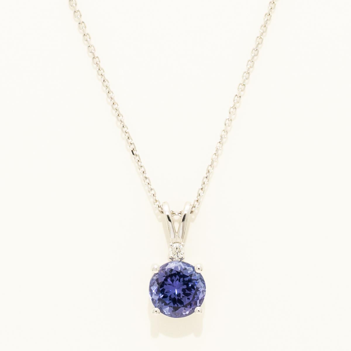 Tanzanite Necklace in 14kt White Gold with Diamonds (.04ct tw)