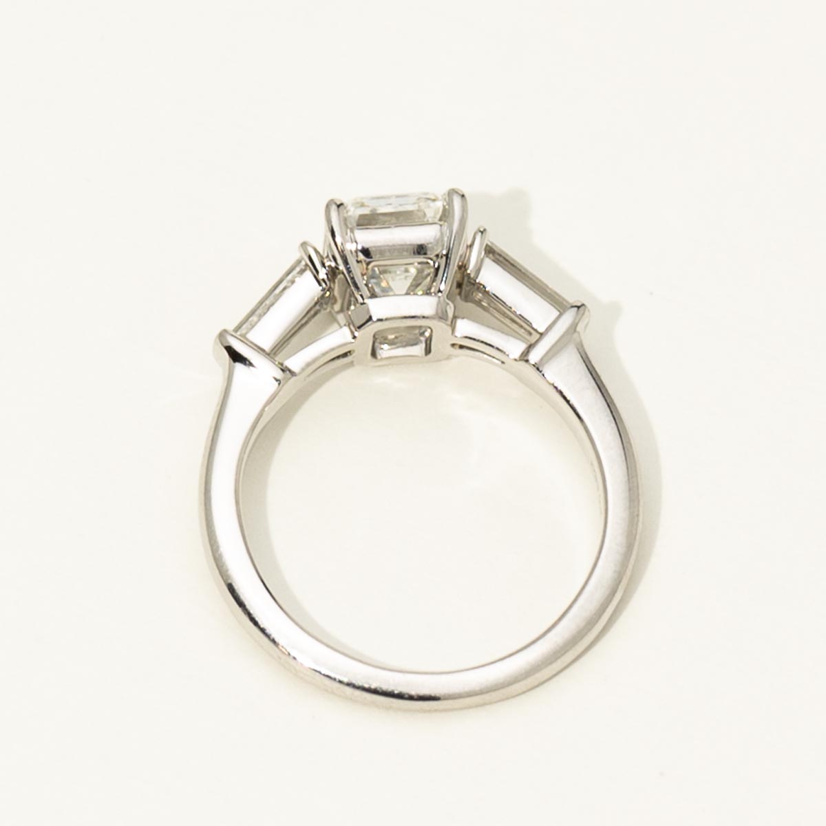Emerald Cut and Tapered Baguette Diamond Engagement Ring in Platinum (3ct tw)